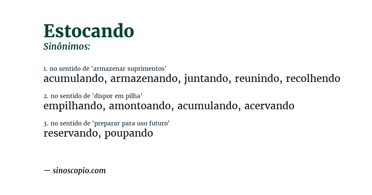 Sinônimo de estocando