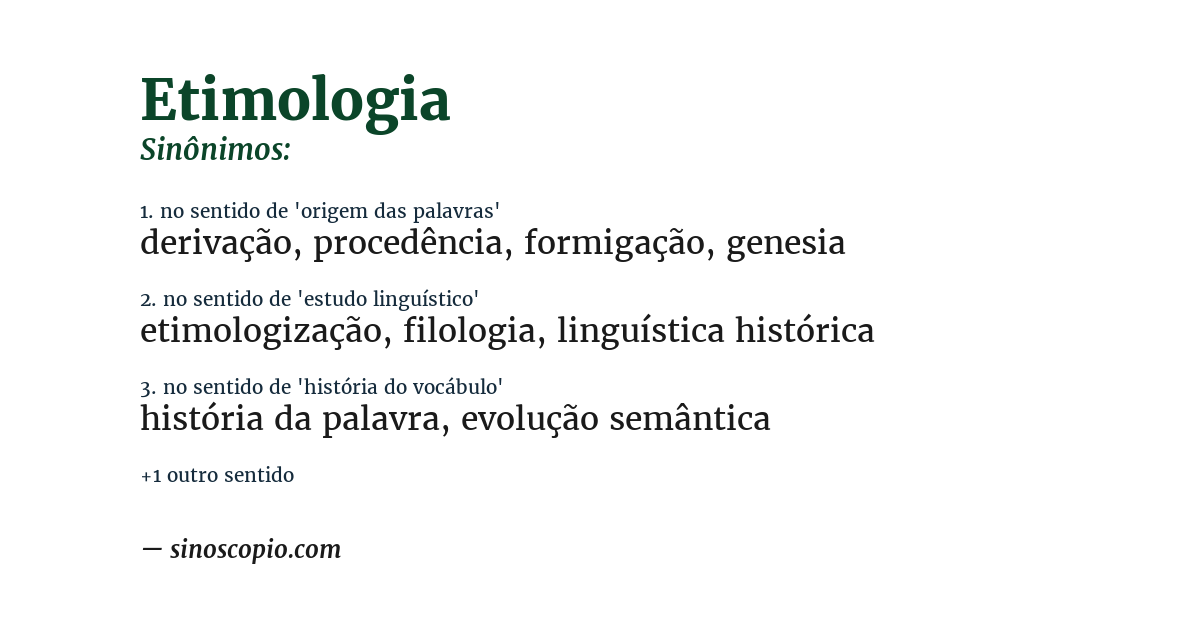 Sinônimo de etimologia