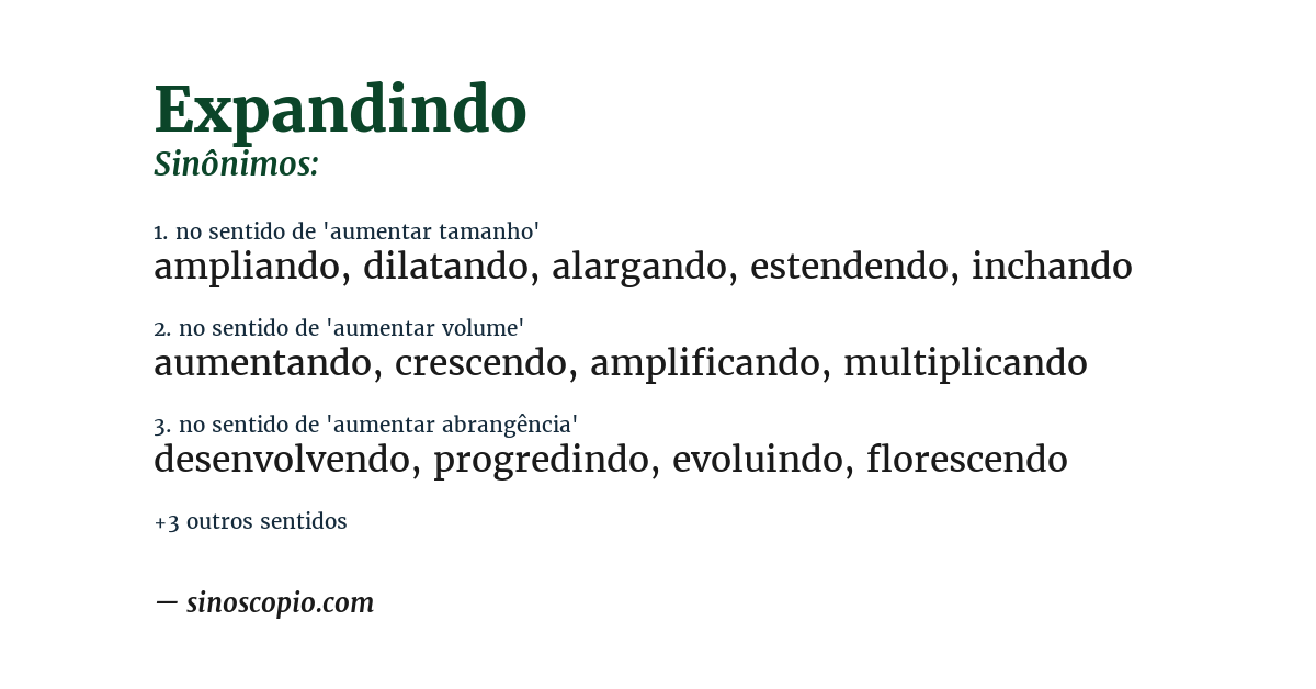 Sinônimo de expandindo
