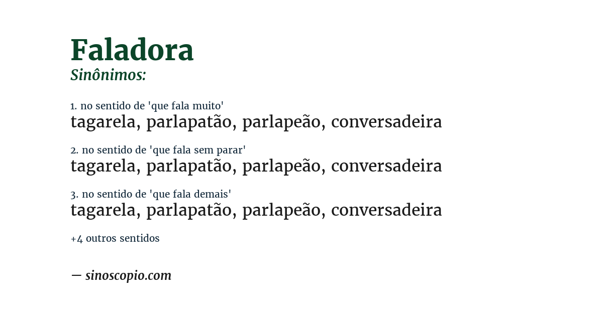 Sinônimo de faladora