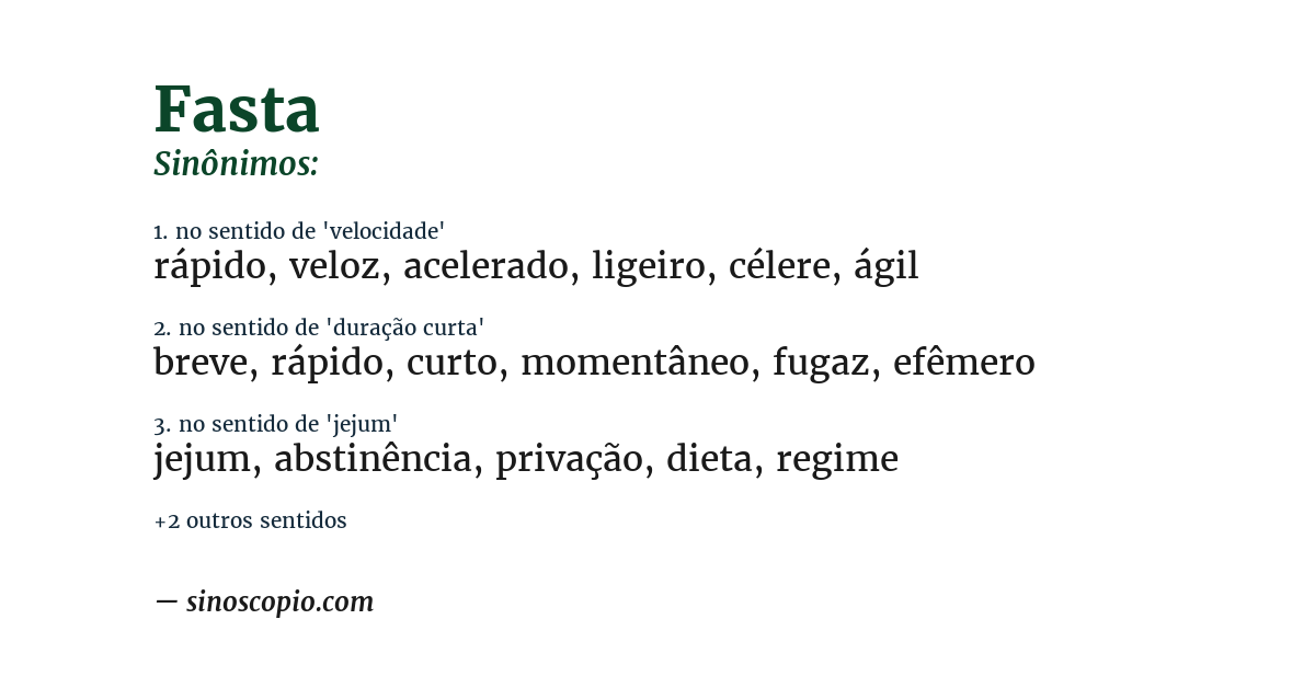 Sinônimo de fasta
