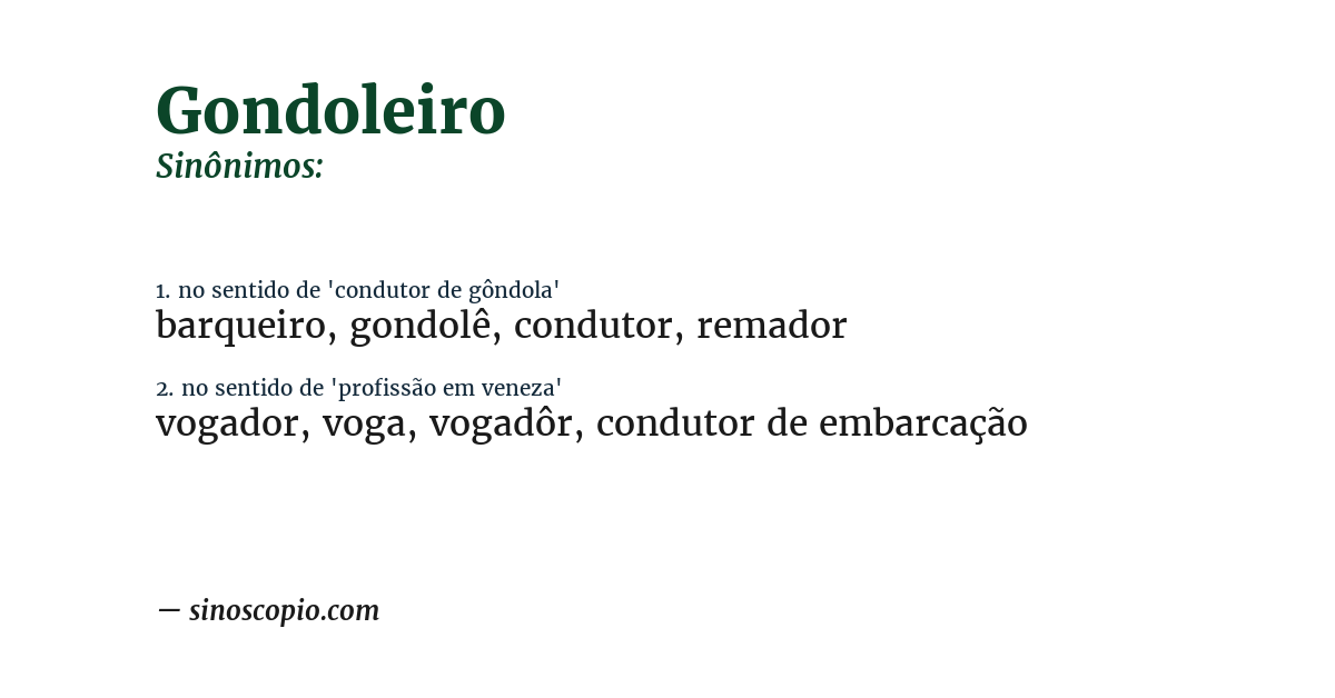 Sinônimo de gondoleiro