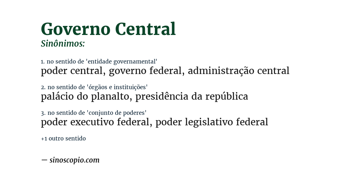 Sinônimo de governo central