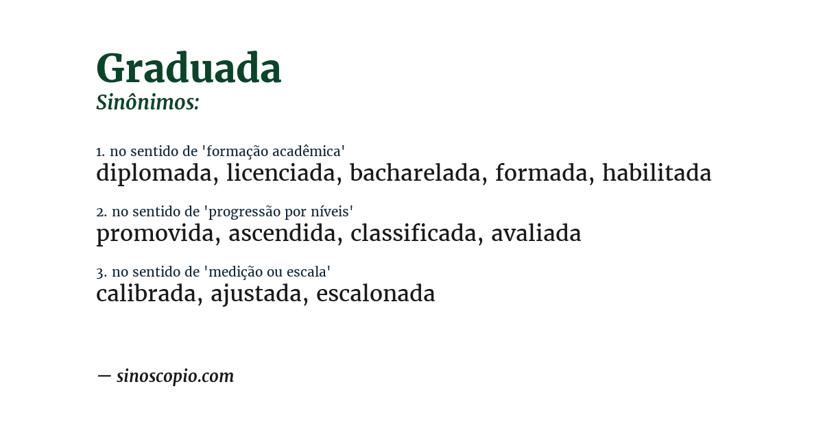 Sinônimo de graduada