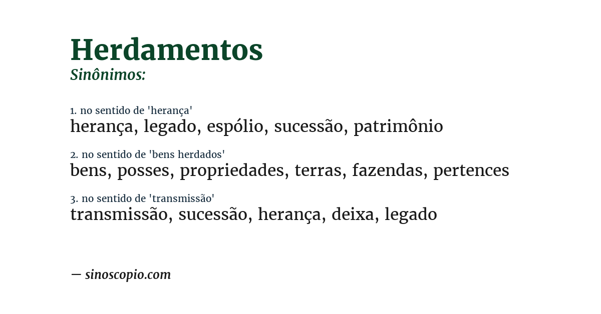 Sinônimo de herdamentos