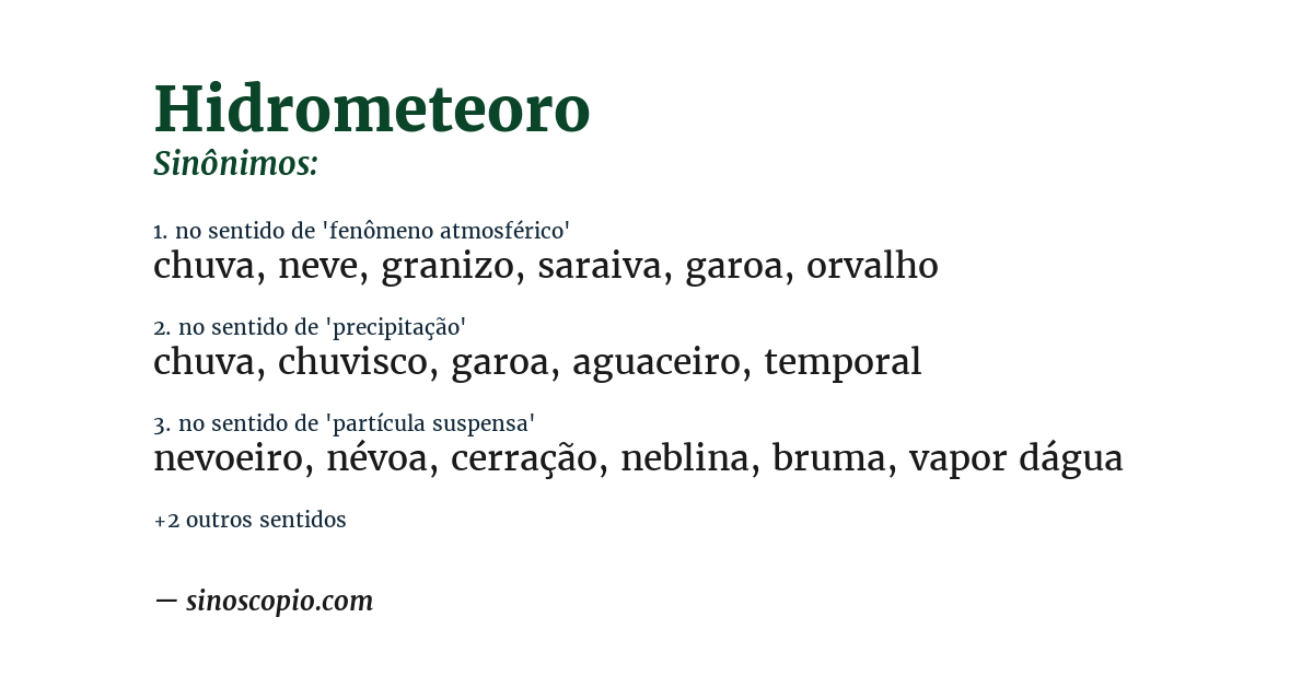 Sinônimo de hidrometeoro