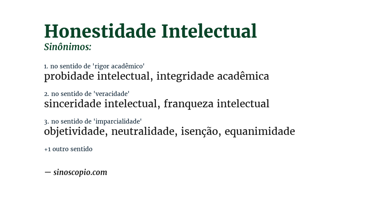 Sinônimo de honestidade intelectual