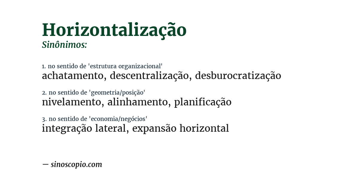 Sinônimo de horizontalização