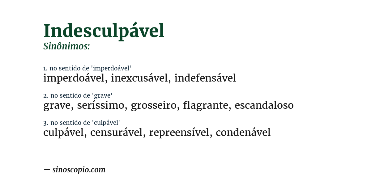 Sinônimo de indesculpável