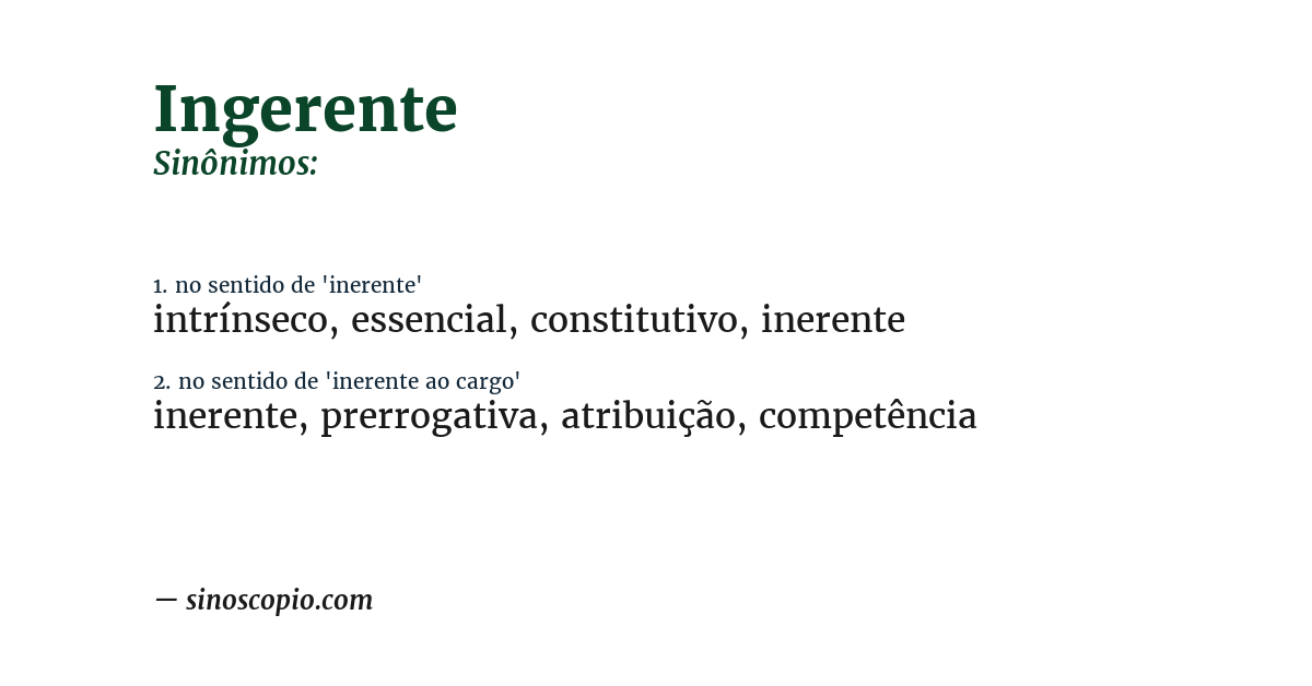 Sinônimo de ingerente