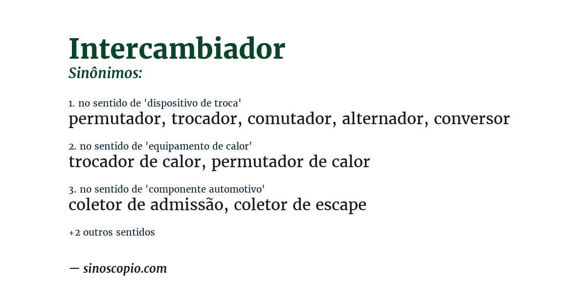 Sinônimo de intercambiador