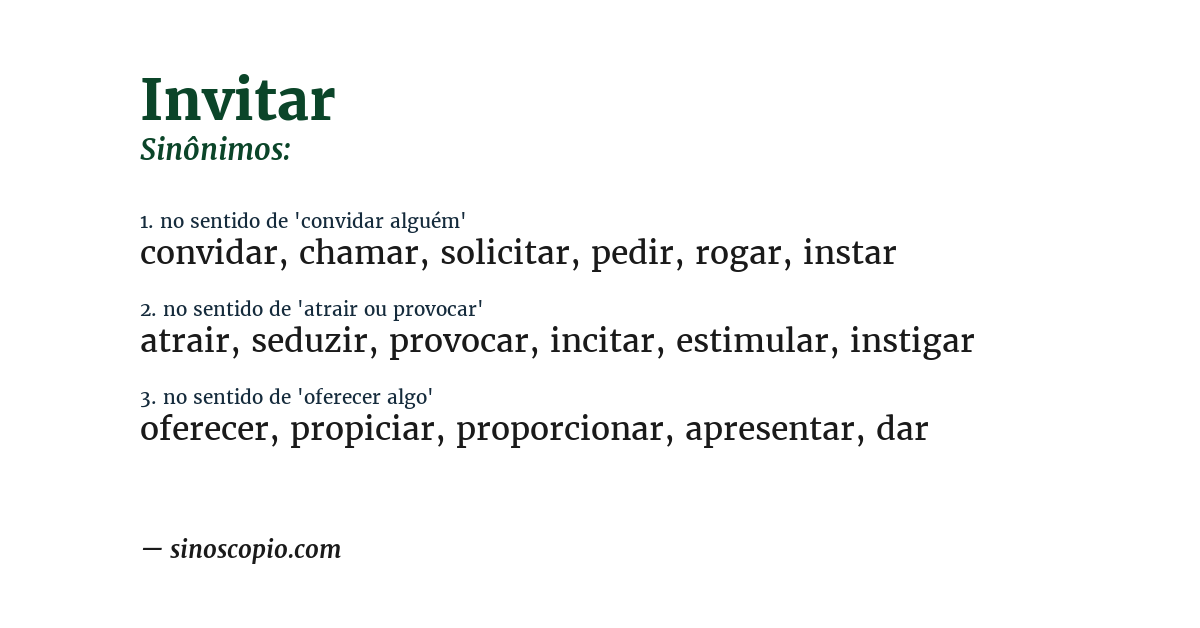 Sinônimo de invitar