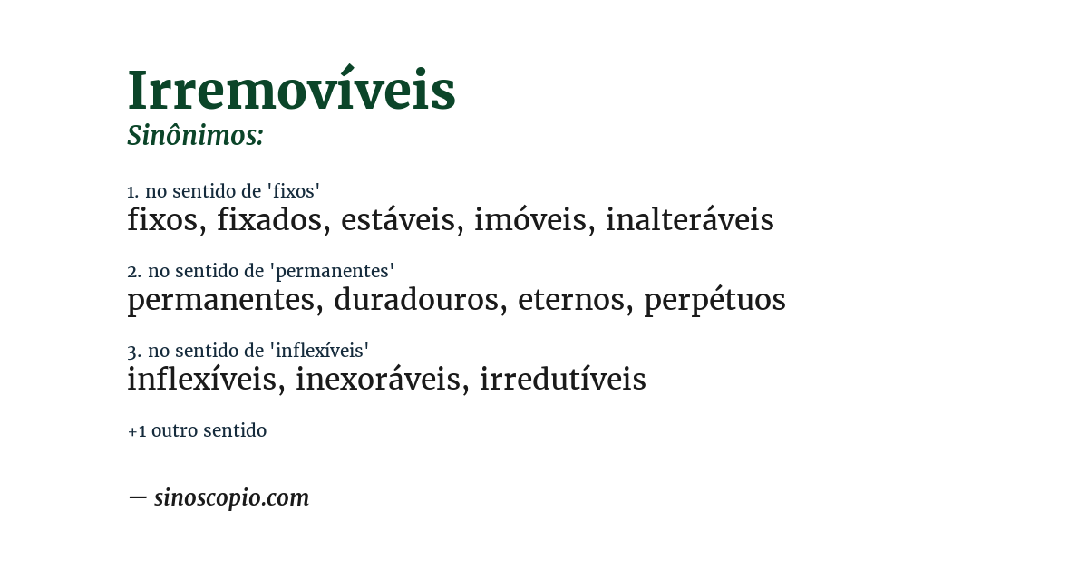 Sinônimo de irremovíveis