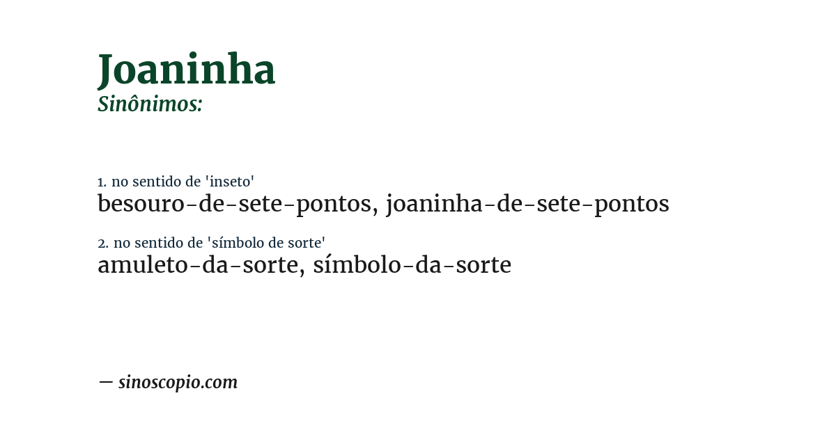 Sinônimo de joaninha