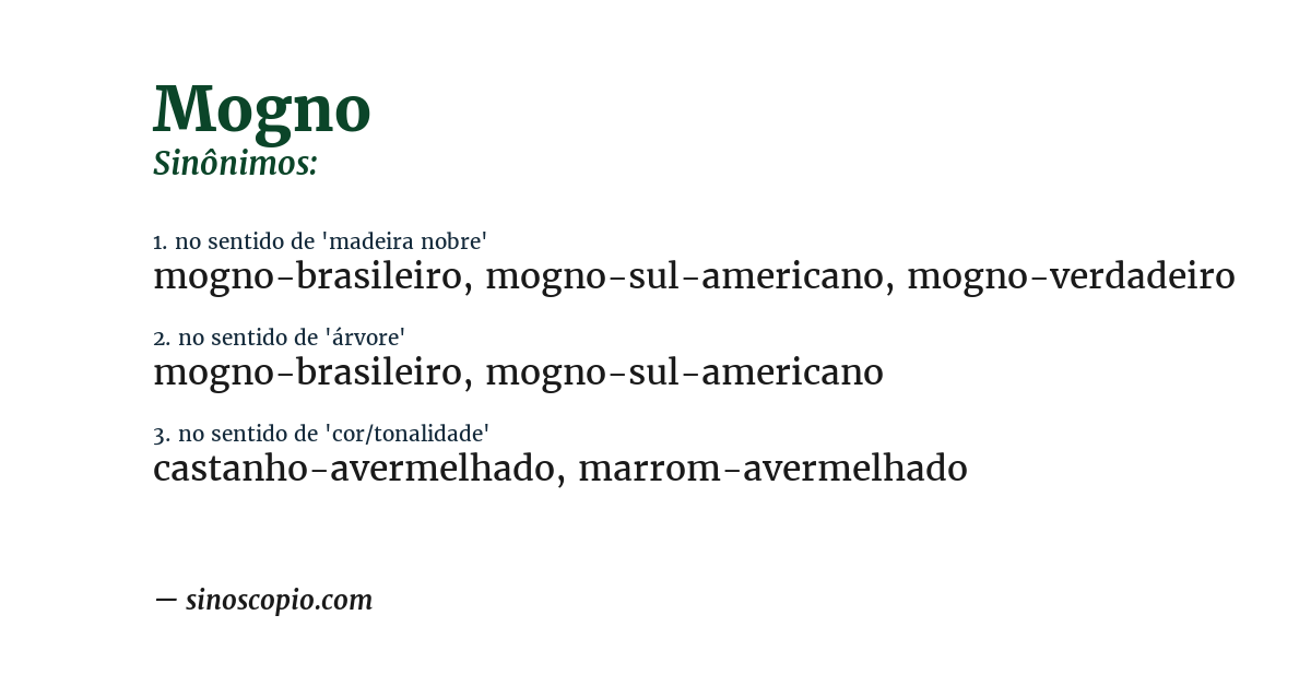 Sinônimo de mogno
