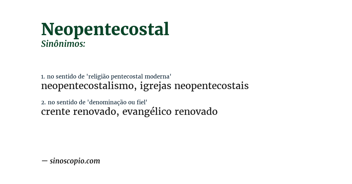 Sinônimo de neopentecostal