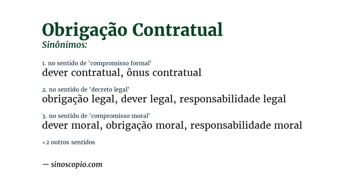 Sinônimo de obrigação contratual