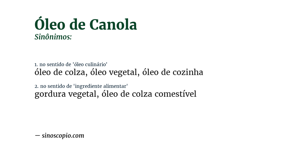 Sinônimo de óleo de canola