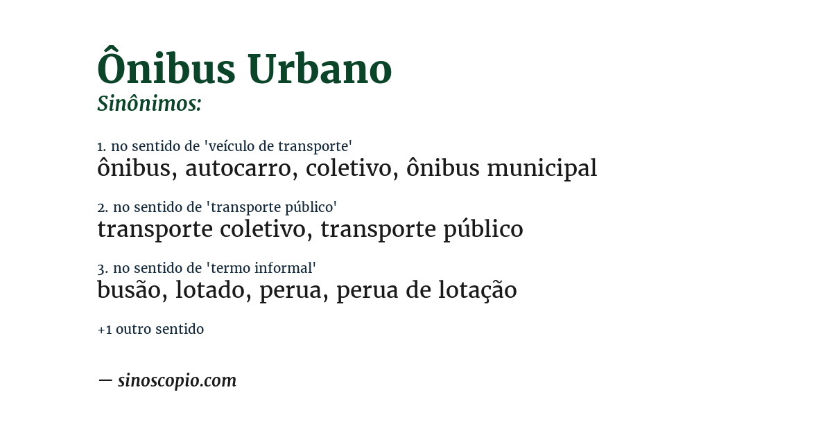 Sinônimo de ônibus urbano