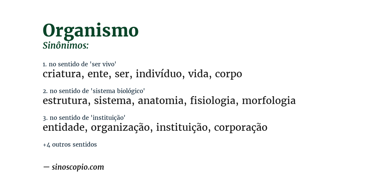 Sinônimo de organismo