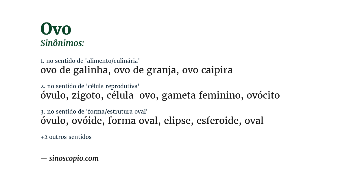 Sinônimo de ovo