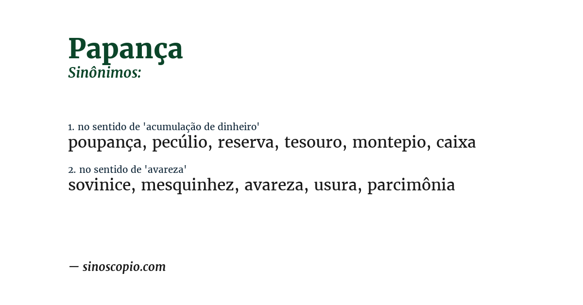 Sinônimo de papança