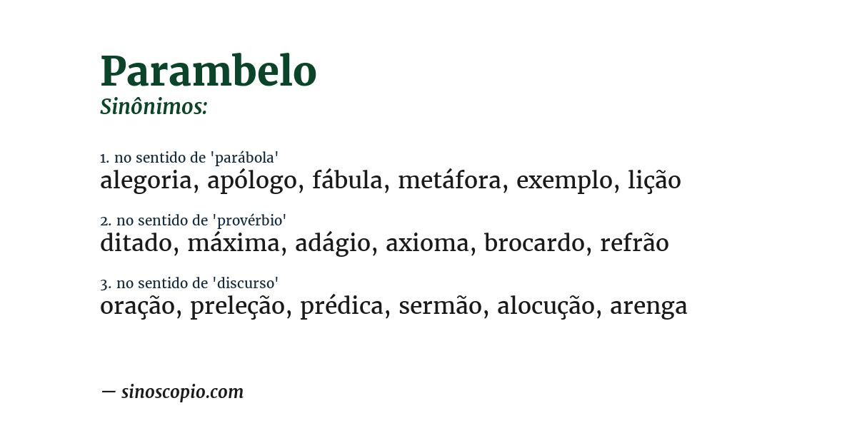 Sinônimo de parambelo