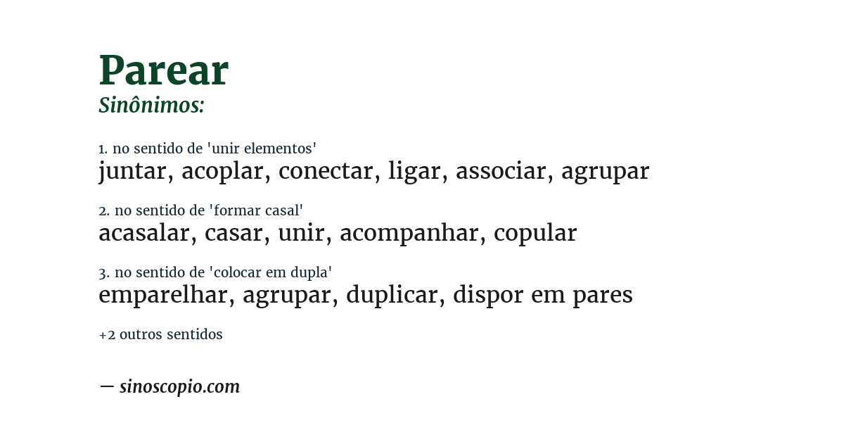 Sinônimo de parear