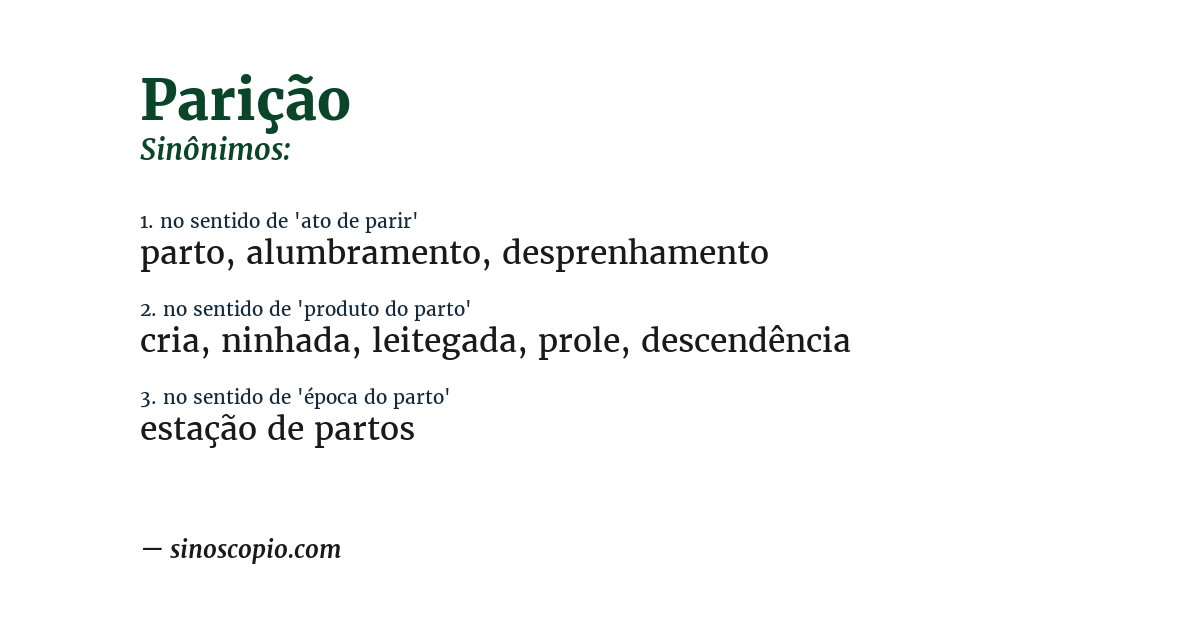 Sinônimo de parição