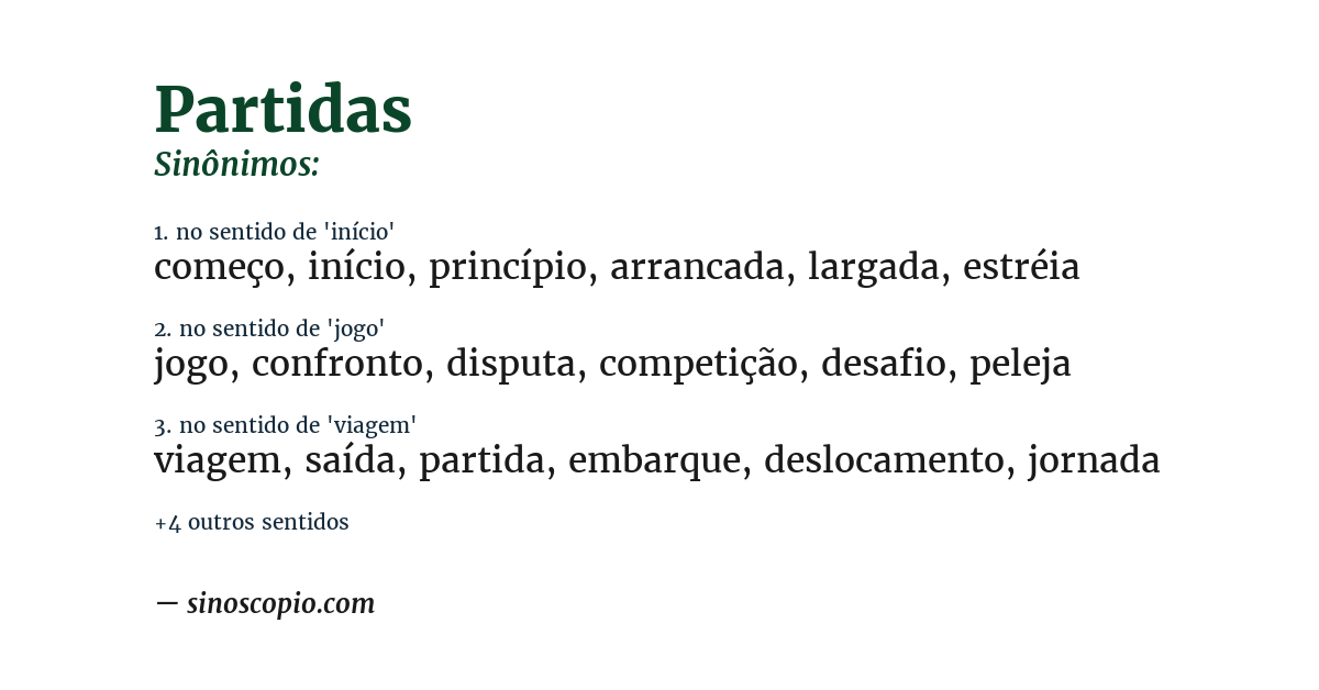 Sinônimo de partidas