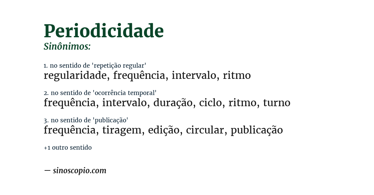 Sinônimo de periodicidade