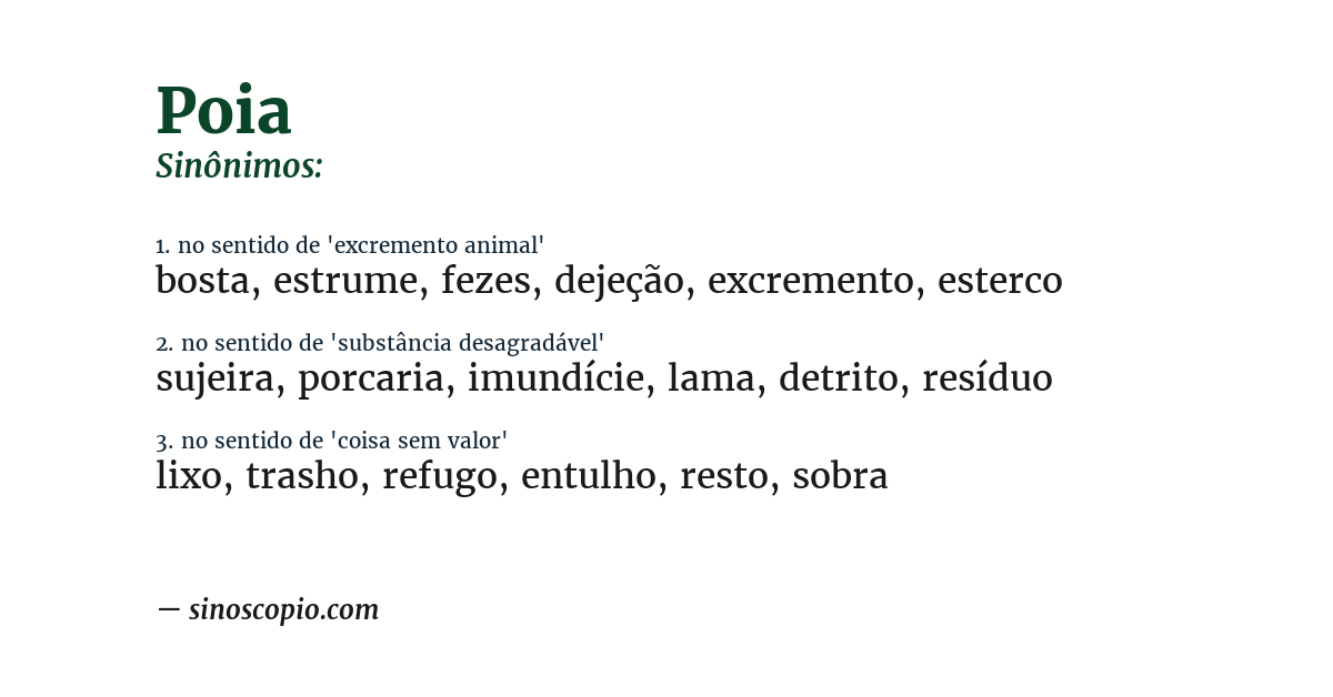 Sinônimo de poia