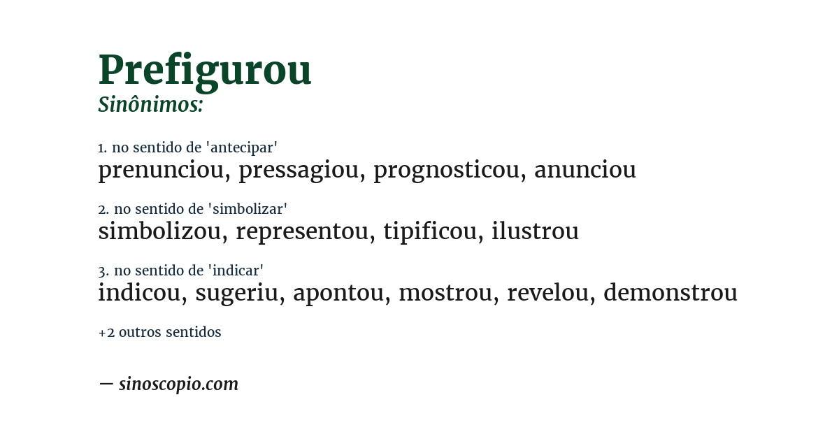 Sinônimo de prefigurou