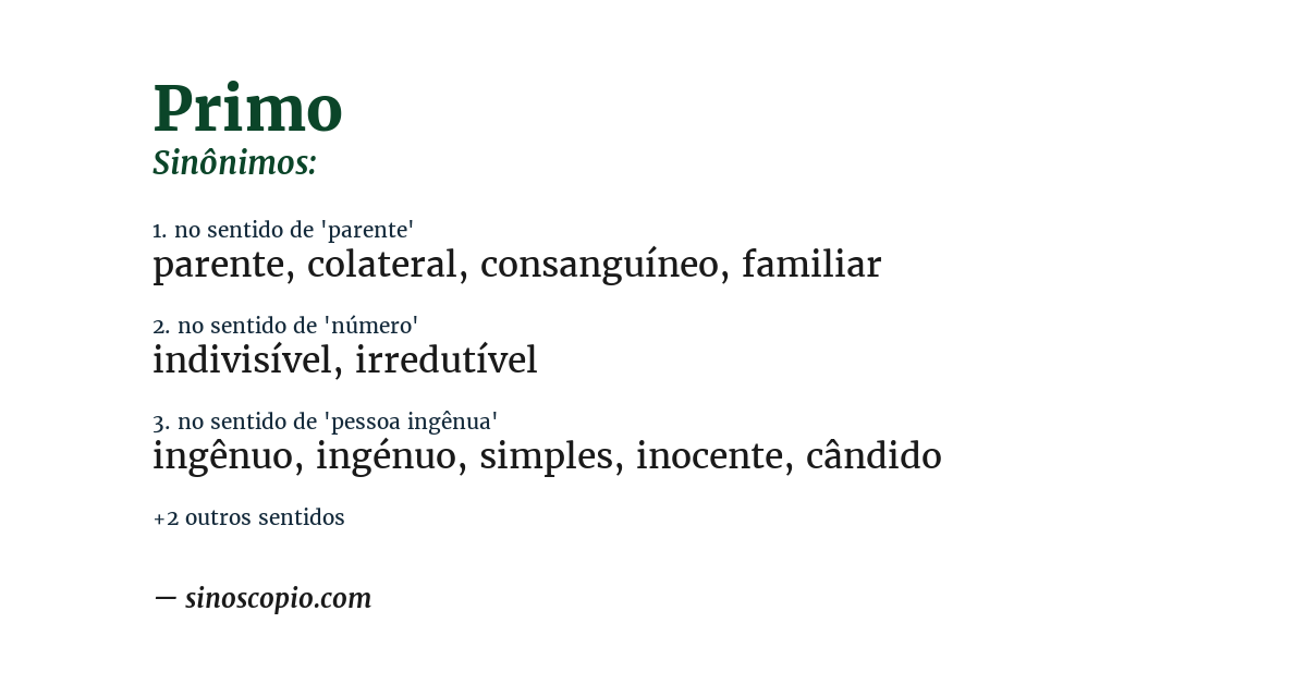 Sinônimo de primo
