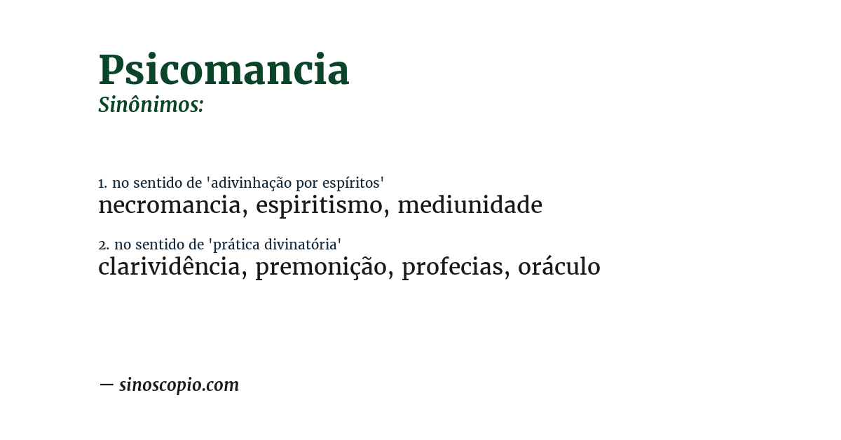 Sinônimo de psicomancia