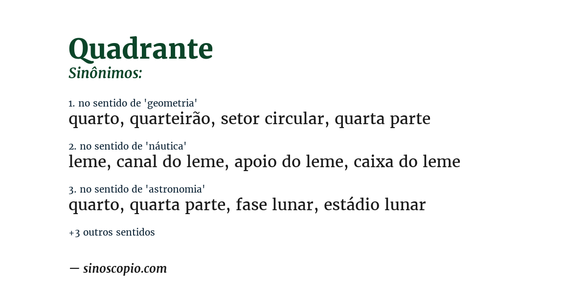 Sinônimo de quadrante