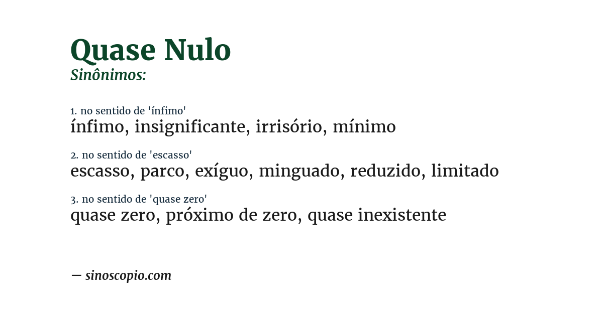 Sinônimo de quase nulo