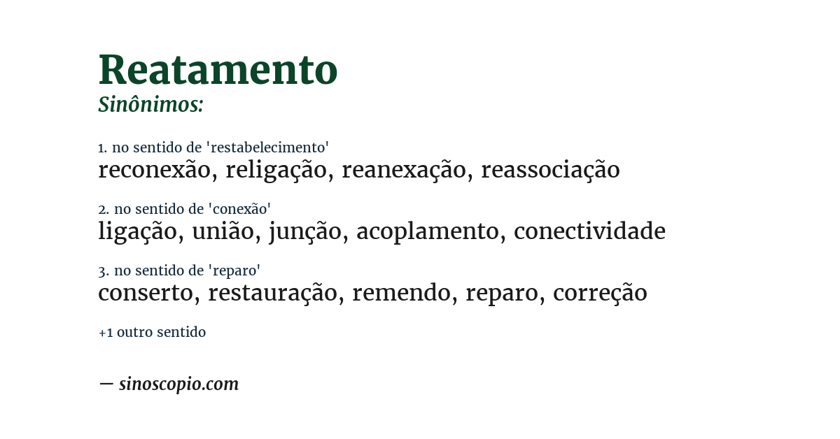 Sinônimo de reatamento