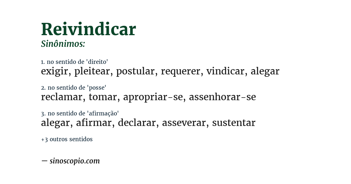 Sinônimo de reivindicar