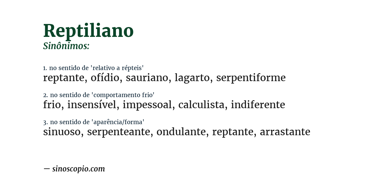 Sinônimo de reptiliano