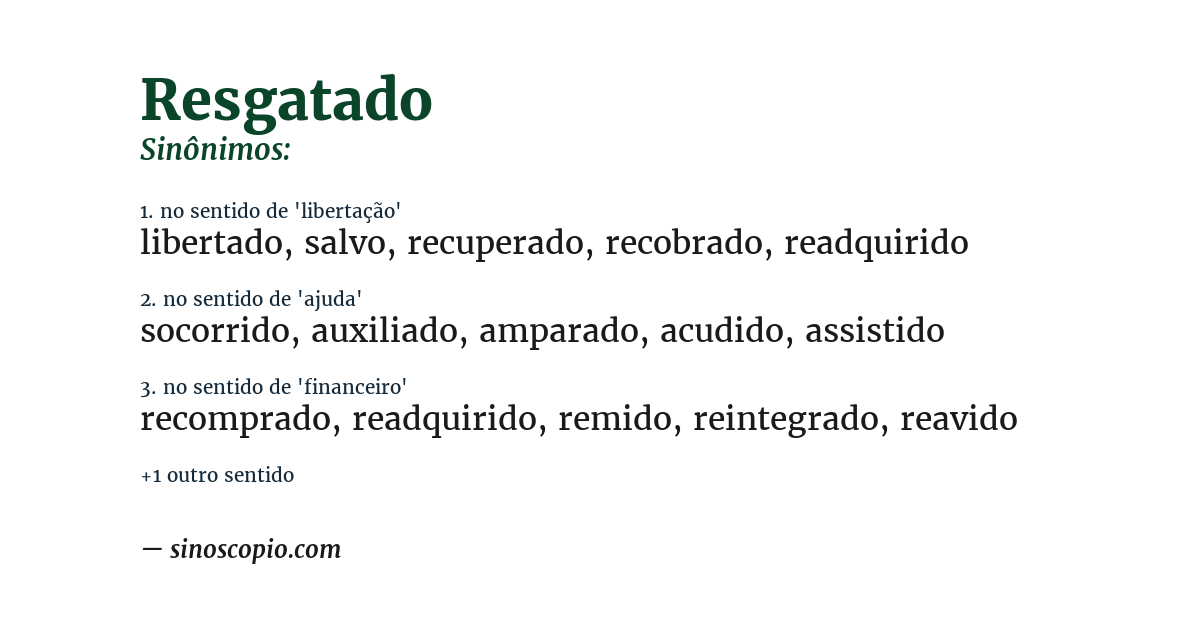 Sinônimo de resgatado