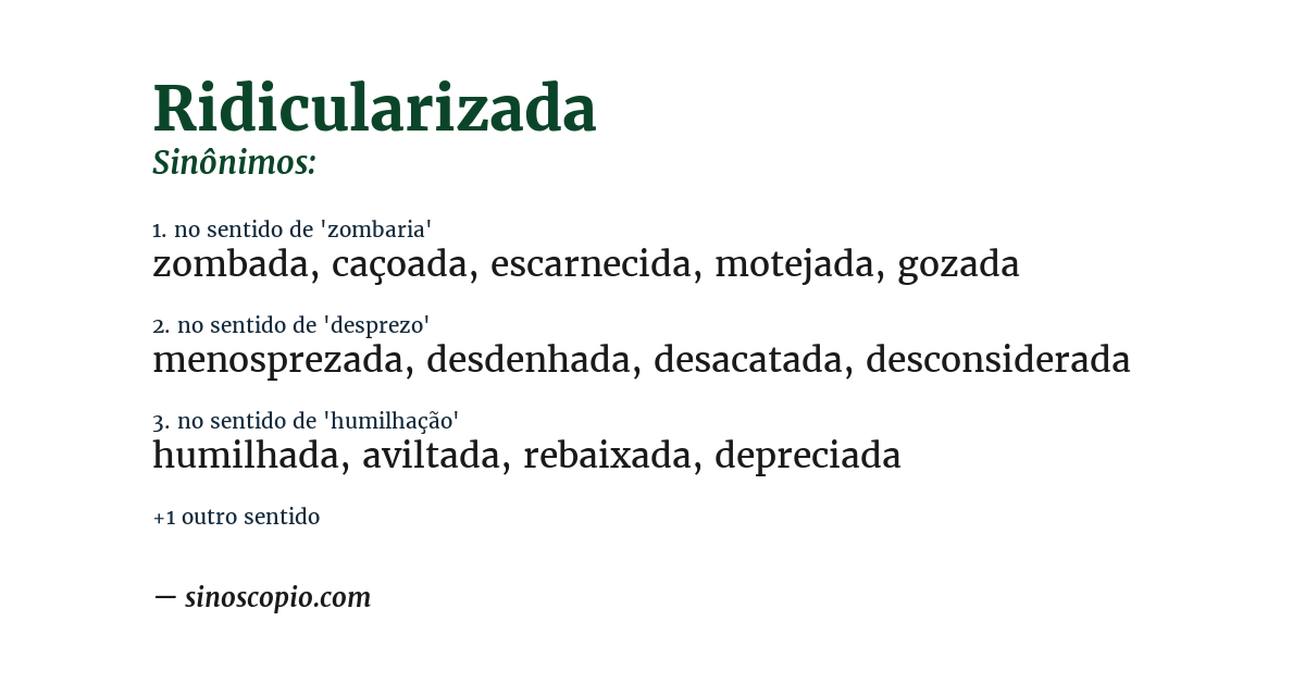 Sinônimo de ridicularizada