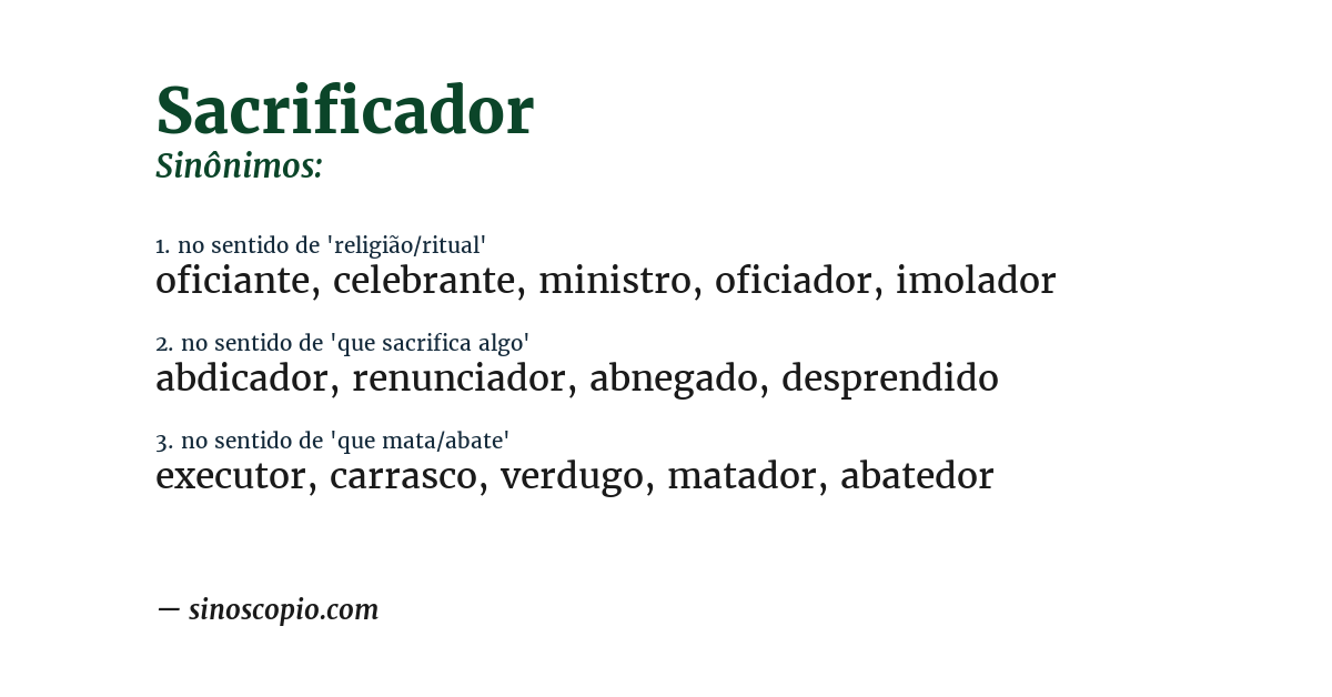 Sinônimo de sacrificador