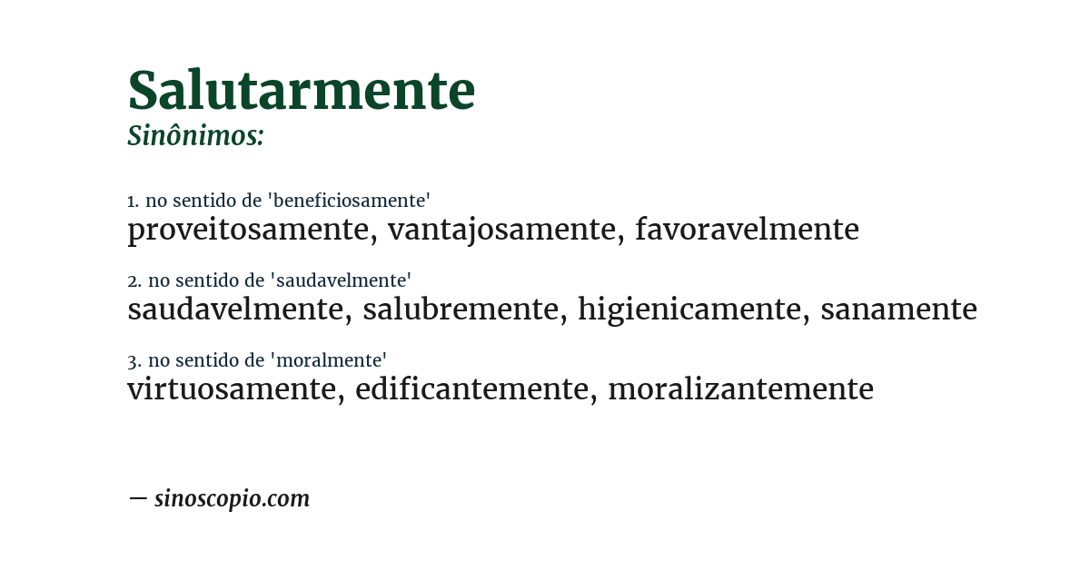 Sinônimo de salutarmente