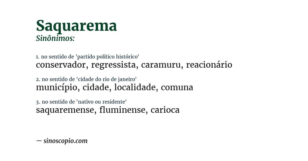 Sinônimo de saquarema