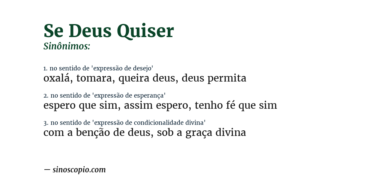 Sinônimo de se deus quiser