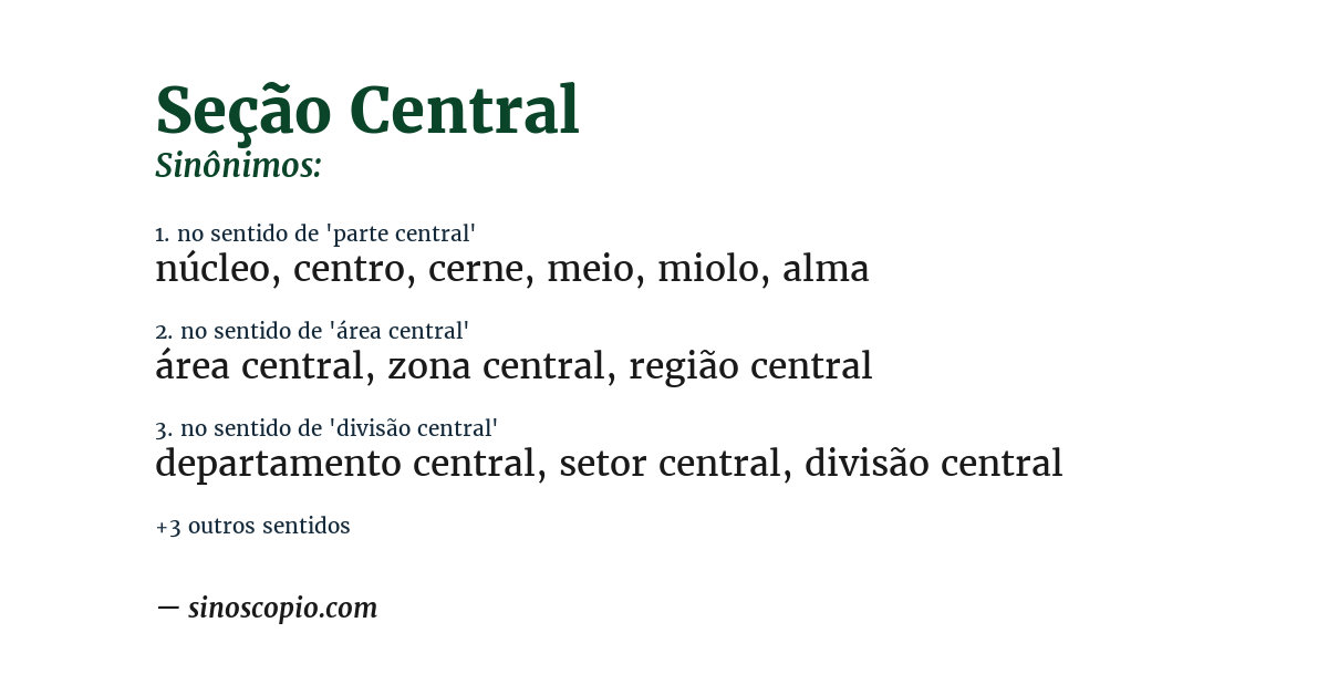 Sinônimo de seção central