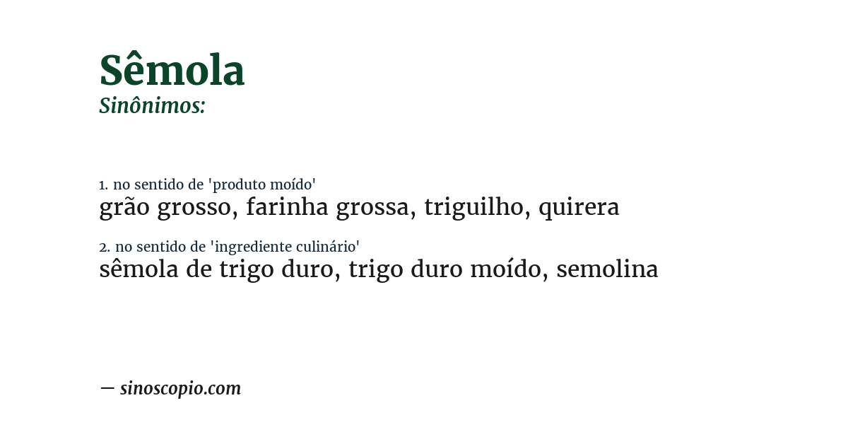 Sinônimo de sêmola