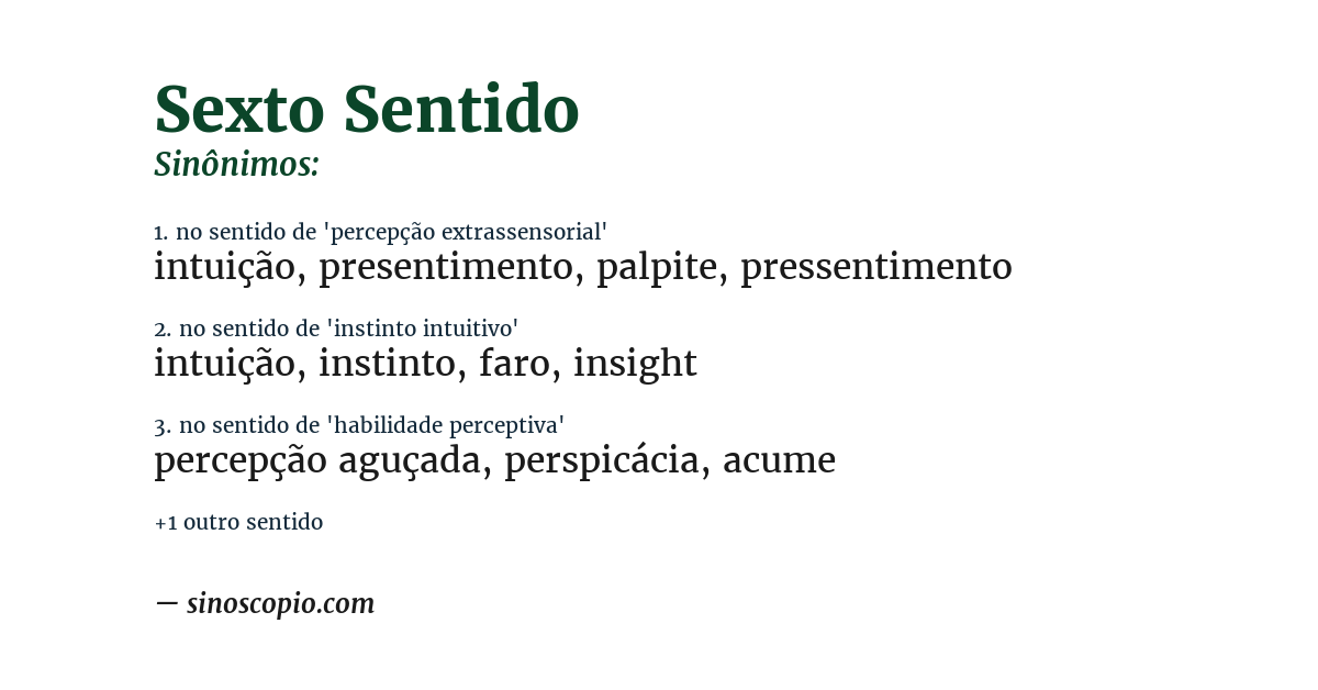 Sinônimo de sexto sentido