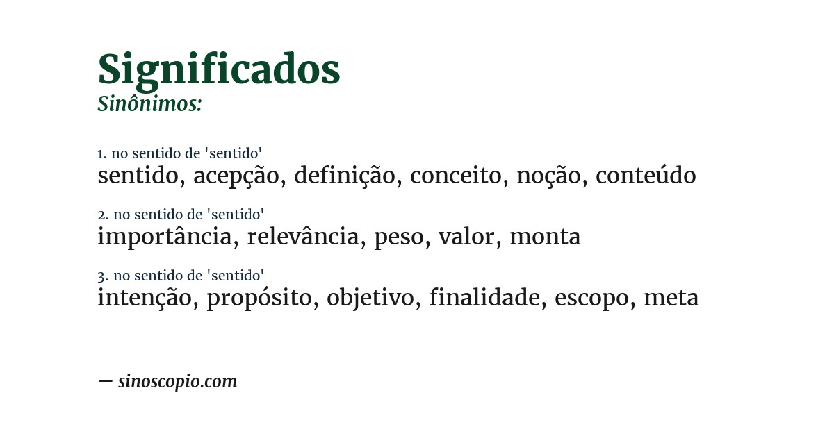 Sinônimo de significados